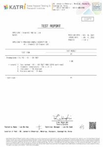 Test report by Katri of Eco Detergent Cleaner on KS ISO 7827 Biodegradability.