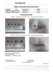 Test report by SGS of VCI Film using the TL 8135-0002 method.