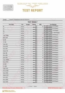 Test report by KTR of VCI Masterbatch GVR-SP assessing RoHS compliance.