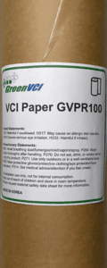 Roll of brown VCI Kraft paper, a corrosion inhibitor for metal protection, preventing rust and corrosion, used for wrapping and packaging metal components.